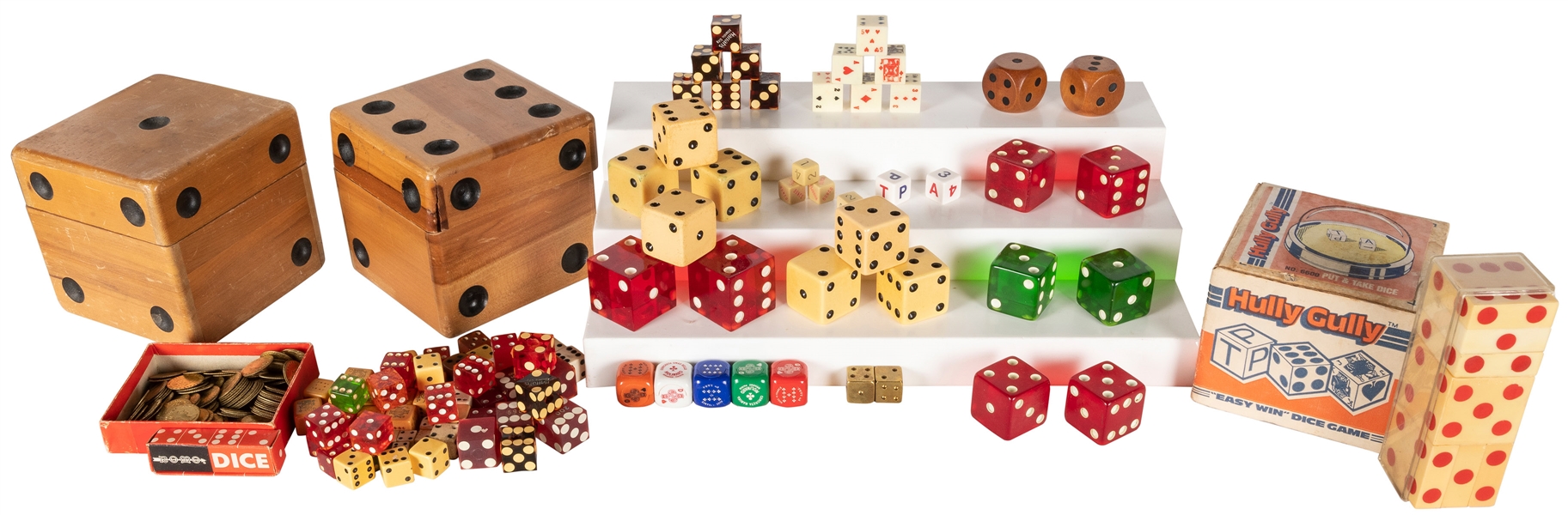  Gigantic collection of vintage dice and dice games. Massive...