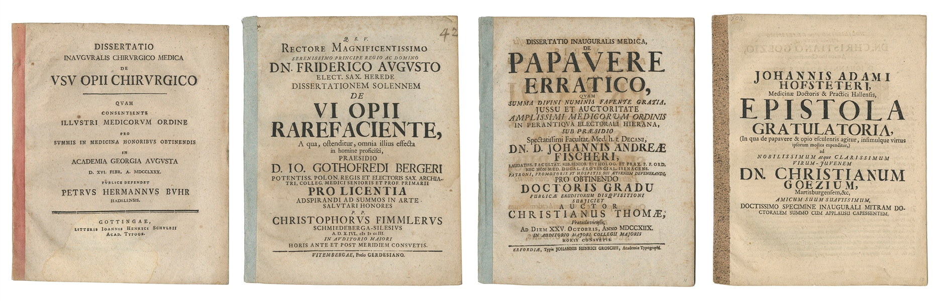  [DRUGS]. A group of 4 early pamphlets, including: <p>BUHR, ...