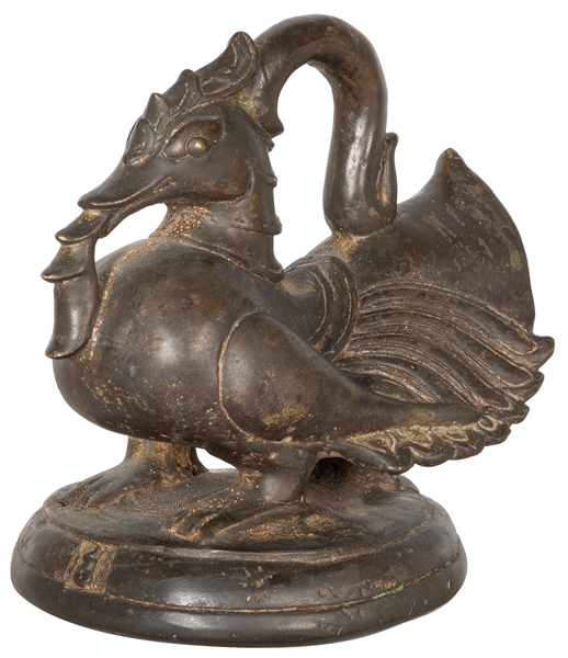  Large metal duck opium weight. [Thailand?, ca. 1880s]. Bron...