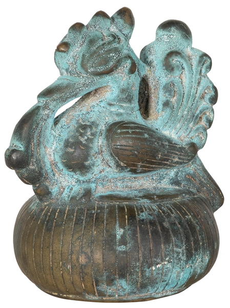  Large metal duck opium weight. [Thailand?: ca. 1880s]. Bron...