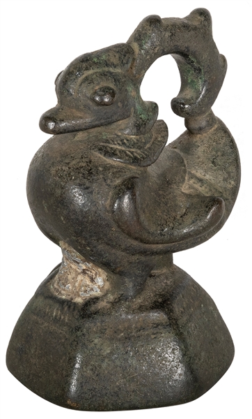  Medium metal duck opium weight. [Thailand?, ca. 1880s]. Bro...