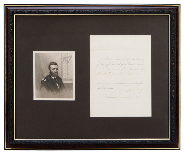  GRANT, Ulysses S. (1822-1885). Partially printed document s...