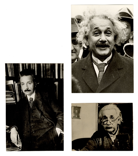  [EINSTEIN, Albert (1879-1955)]. A group of 4 press photos, ...