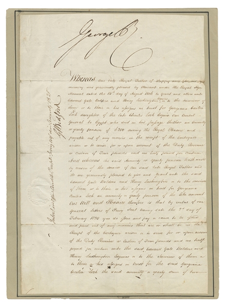  GEORGE IV, KING OF ENGLAND (1762-1830). Manuscript document...