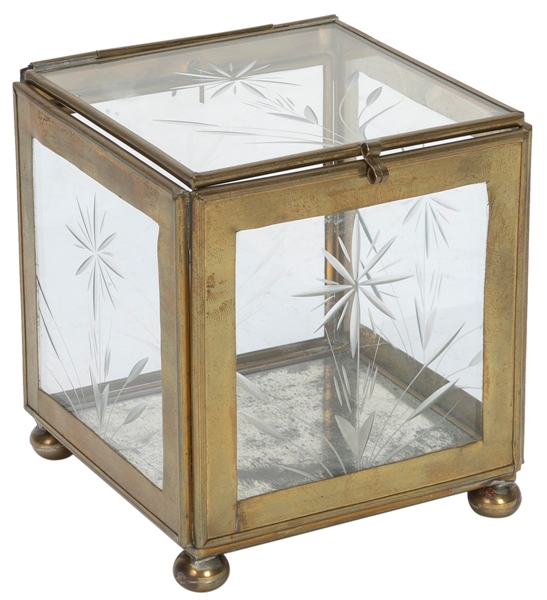  Crystal Casket. Ca. 1920s. A silk or other similar object i...