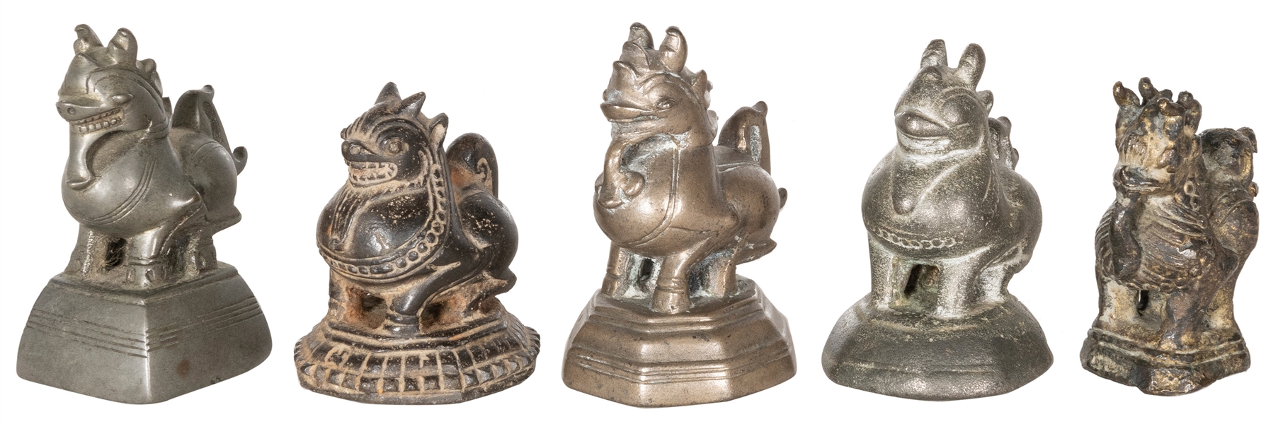  A group of 5 “Foo Dog” opium weights. [China or Thailand?, ...