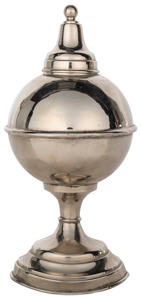  Handkerchief Burning Globe. Ca. 1915. Nickel-plated vase ex...