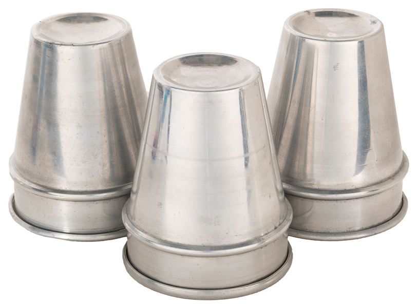  Traditional Aluminum Cups. Circa 1940. Large set of three s...