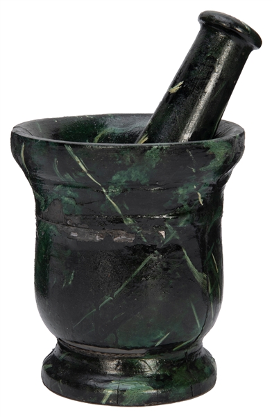  Watch Mortar. Circa 1910. Faux marble mortar and pestle use...