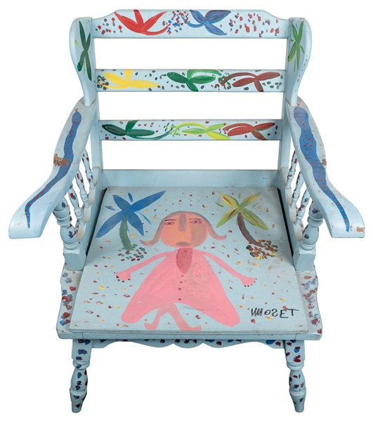  TOLLIVER, Mose (American, 1915-2006) Large Painted Chair wi...