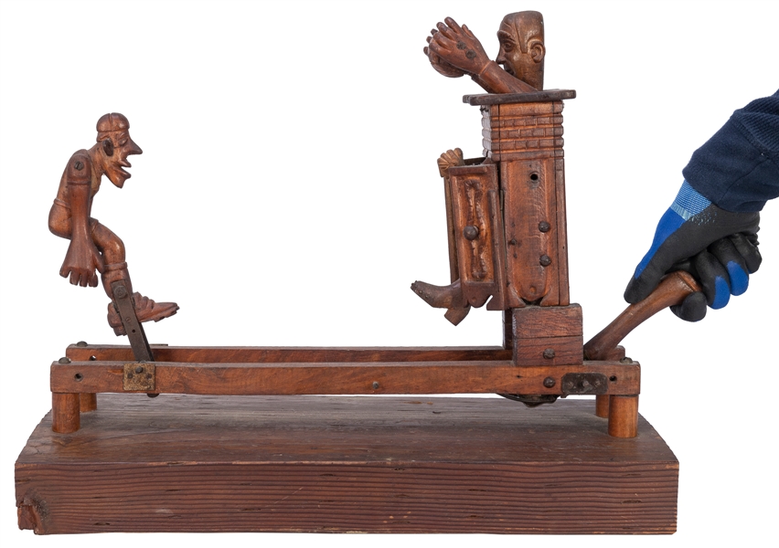  [AMERICAN FOLK ART]. Wood Carved Mechanical Sculpture. ca. ...