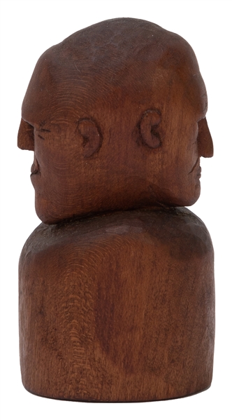  [AMERICAN FOLK ART]. Two-Headed Man Wood Carving. 3 ¼ h x 1...