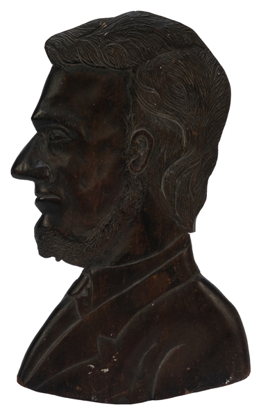  [AMERICAN FOLK ART]. Lincoln Profile Carved in Wood. ca. 19...