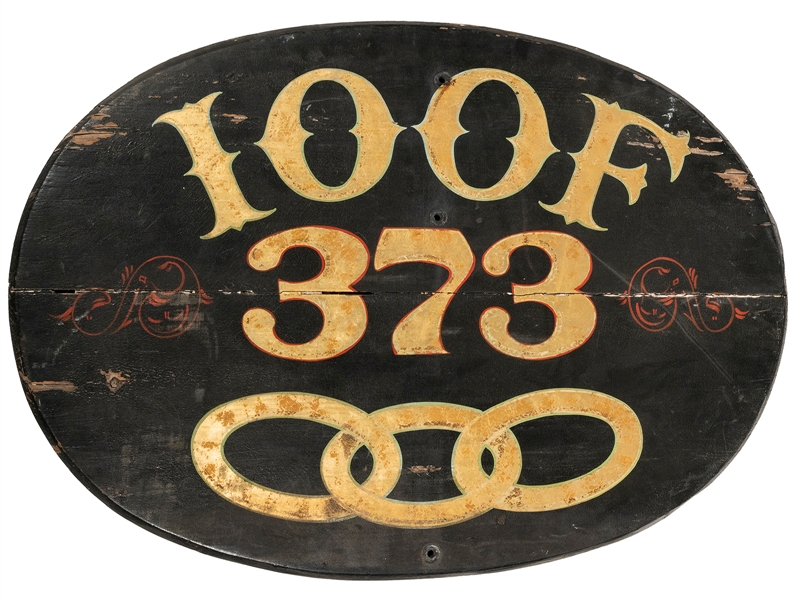  [AMERICAN FOLK ART]. Painted Sign for Maxincuckee Lodge 373...