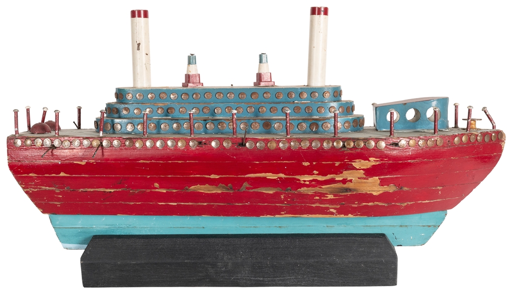  [AMERICAN FOLK ART]. Steamliner. [Ca. 1940s]. Hand-built mo...