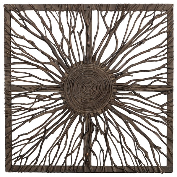  [AMERICAN FOLK ART]. Twig Decorative Sunburst Painted wood....