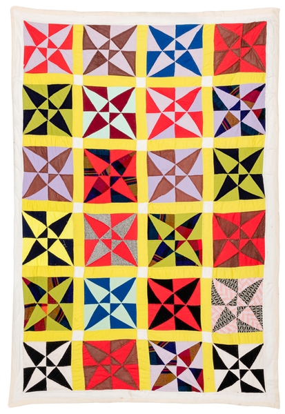  [FOLK ART QUILT] Four-Pointed Star Pattern. ca. 1960s. Arti...