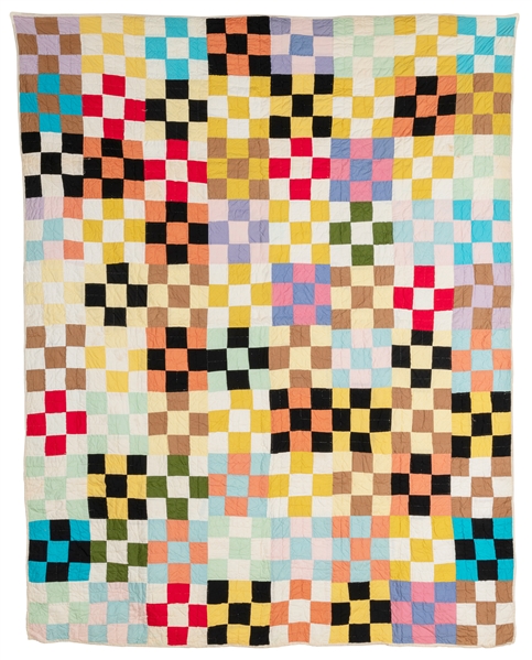  [FOLK ART QUILT]. Random Squares. ca. 1960s. Artist unknown...