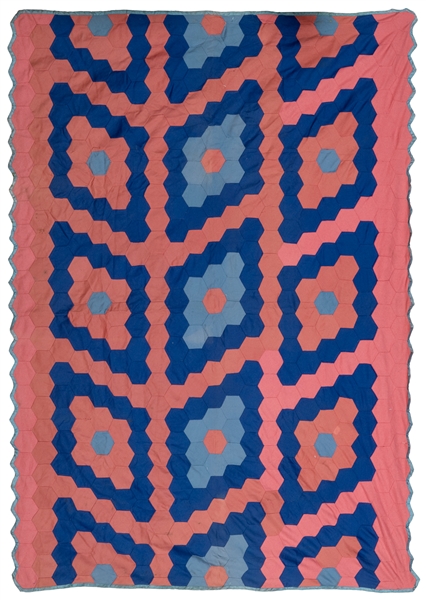  [FOLK ART QUILT]. Honeycomb Pattern. ca. 1940s. Artist unkn...