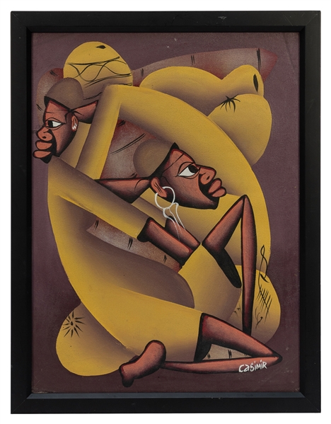  Two Tangled Figures. (In the Style of Casimir, Haitian) Oil...