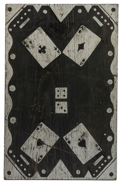  Folk Art Painting of Aces and Dice. ca. 1960s. Artist Unkno...