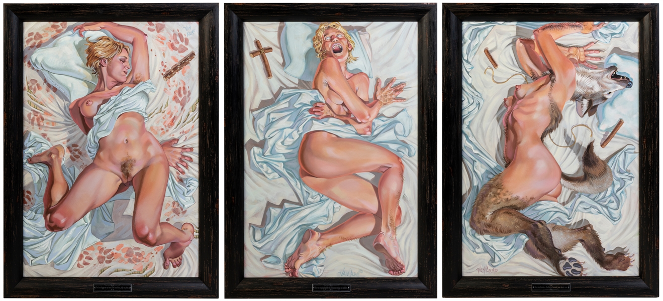  VAN ARNO (American, 20th century). Werewolf Triptych. [N.d....