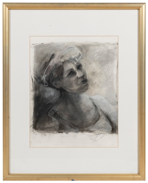  HOWE, Delmas (American, b.1935) Female Portrait. Charcoal o...