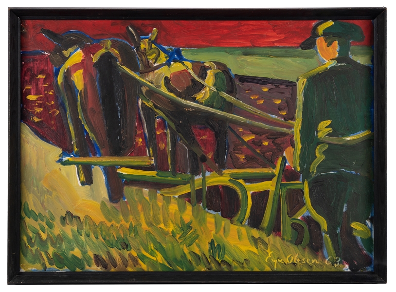  OLESEN, Eyvind (Danish, 1907-1995). Farmer Ploughing. 1963....