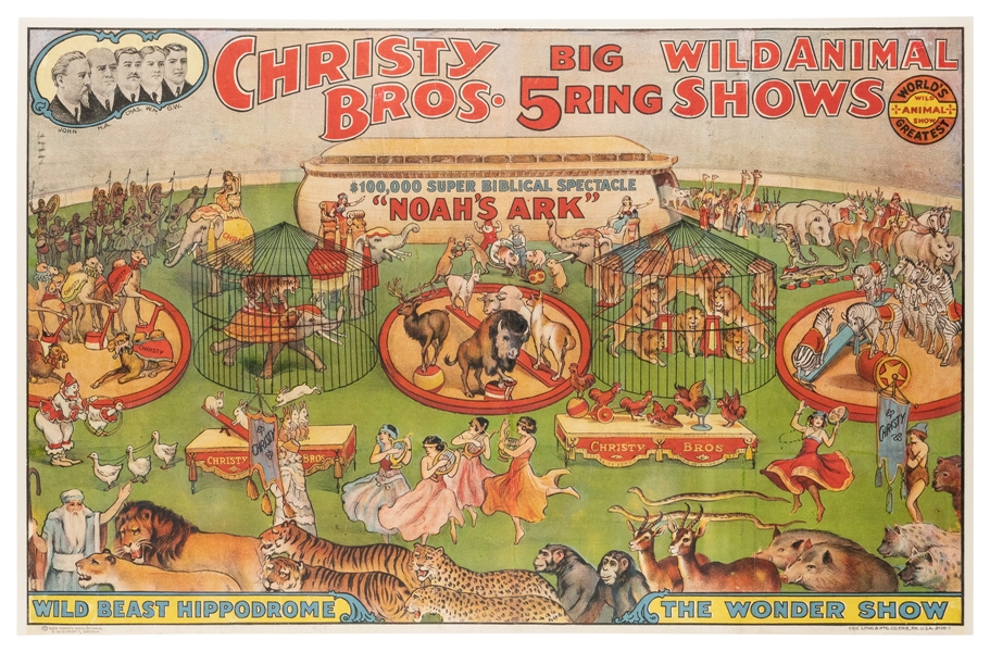  Christy Bros. Big 5 Ring Wild Animal Shows / Noah’s Ark. Er...