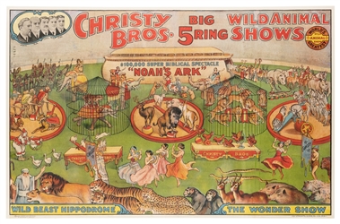  Christy Bros. Big 5 Ring Wild Animal Shows / Noah’s Ark. Er...