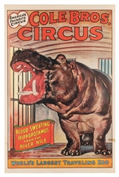  Cole Bros. Circus / Blood Sweating Hippopotamus from the Ri...