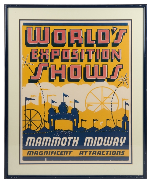  World’s Exposition Shows / Mammoth Midway. Circa 1930s. Lit...