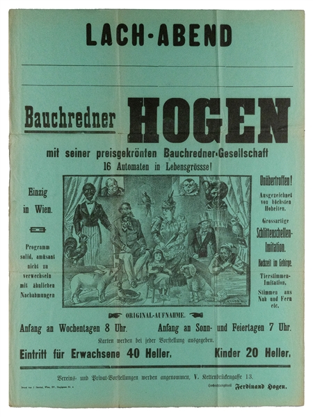  Ventriloquist Hogan and Gesellschaft. Vienna: J. Strobal, c...