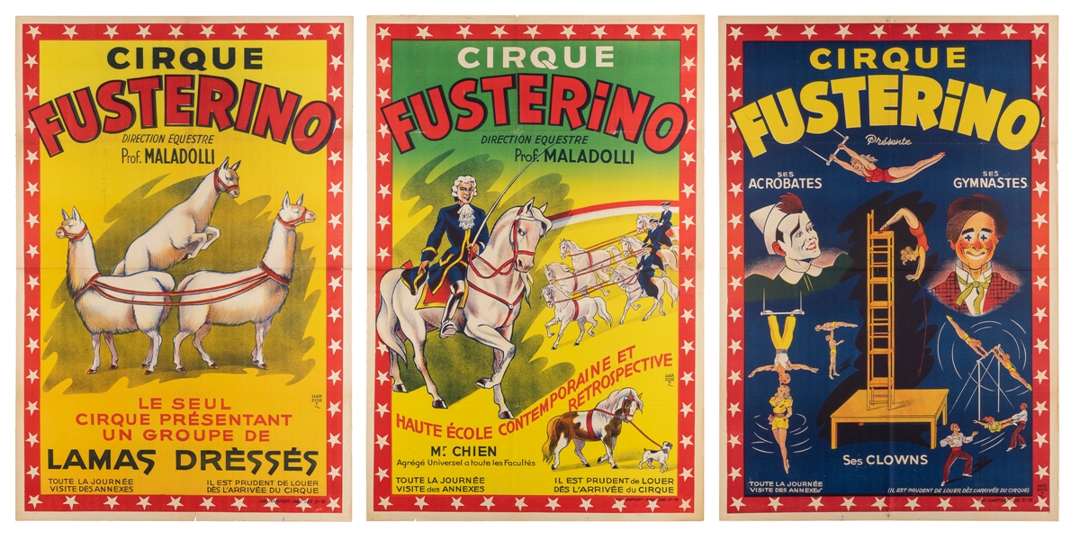  Three Cirque Fausterino Posters. Paris: 20th century. Three...