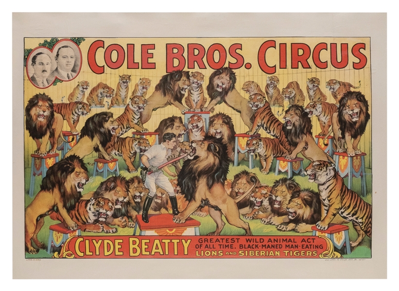  Cole Bros. Circus / Clyde Beatty Greatest Wild Animal Act o...