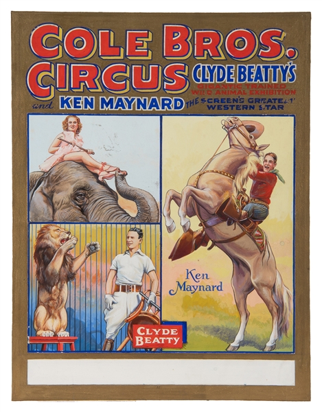  [POSTER MAQUETTE]. Cole Bros. Circus Clyde Beatty’s Giganti...