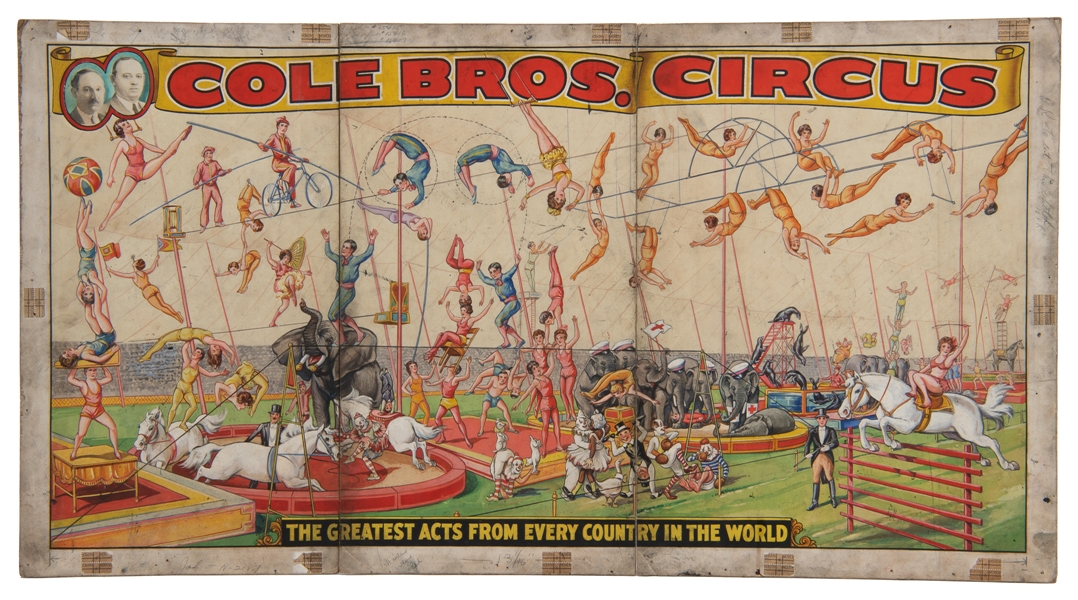  [POSTER MAQUETTE]. Cole Bros. Circus / The Greatest Acts fr...