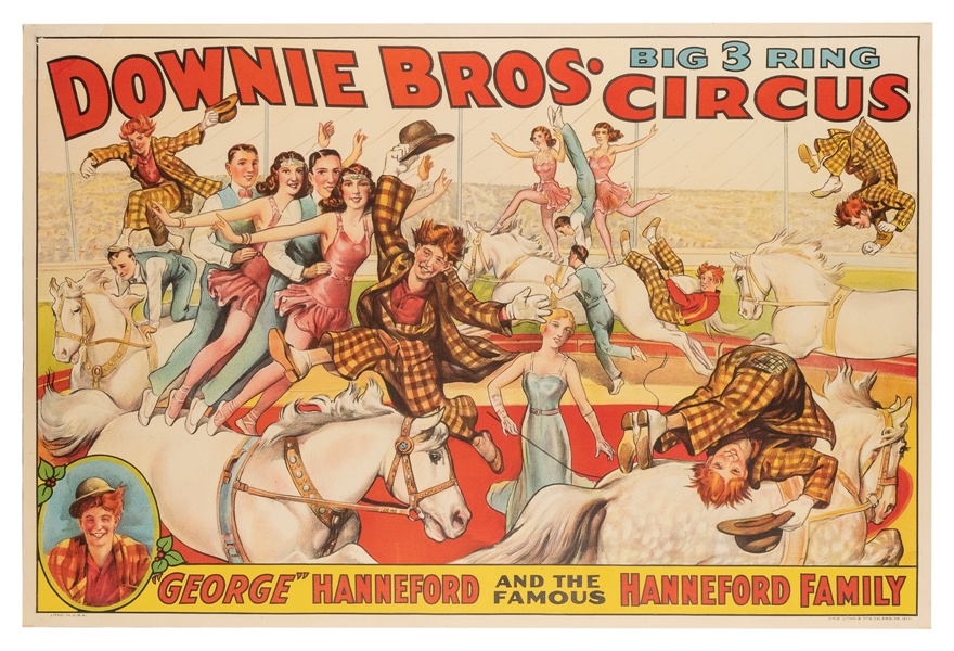  Downie Bros. Big 3 Ring Circus “George” Hanneford and the F...