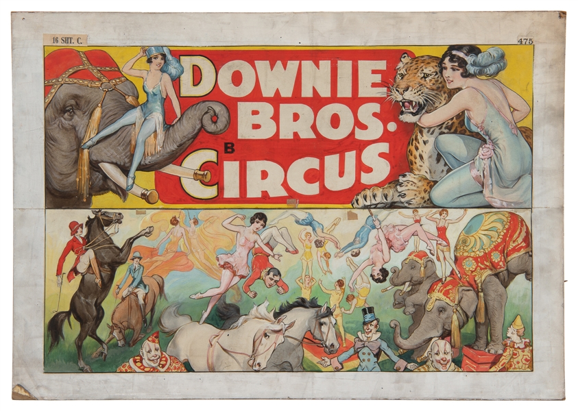  [POSTER MAQUETTE]. Downie Bros. Big 3 Ring Circus. [Erie: E...