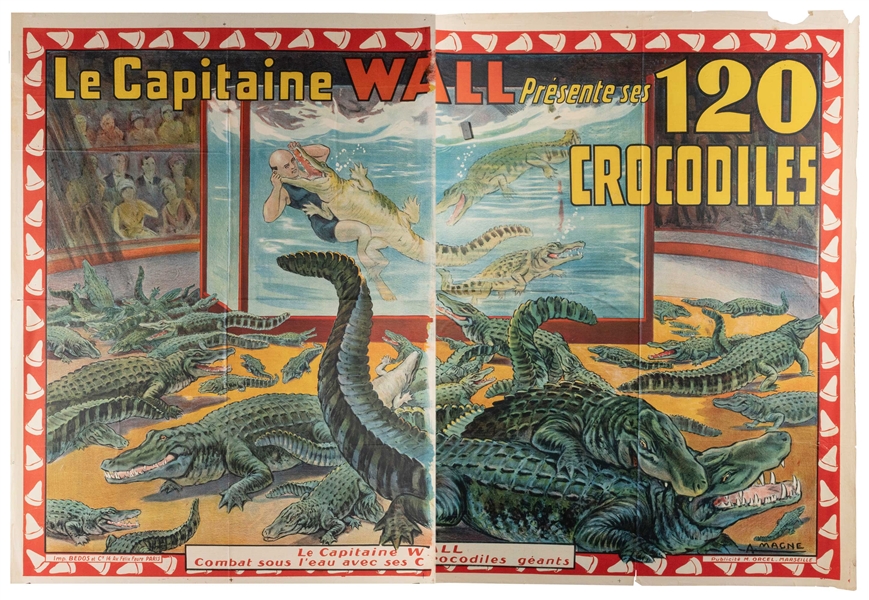  Two Capt. Wall Crocodile circus posters. Two items advertis...