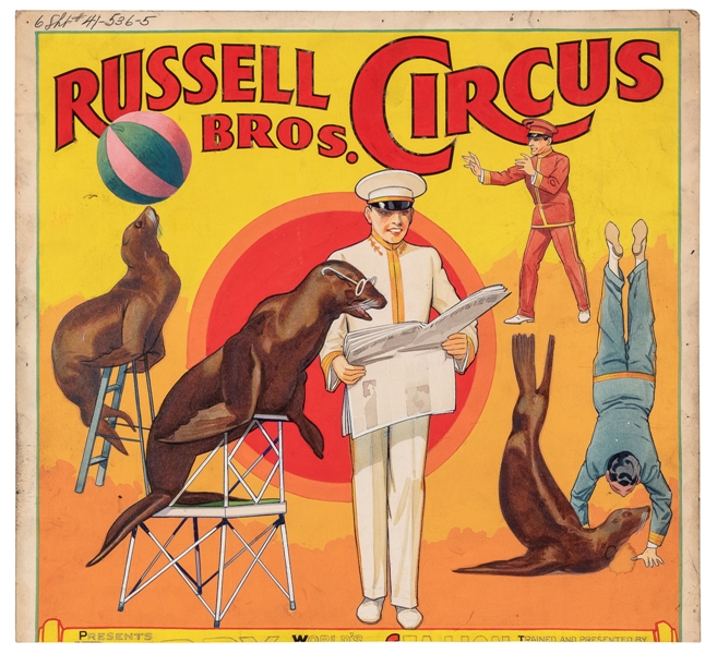  [POSTER MAQUETTE]. Russell Bros. Circus Presents Buddy Worl...