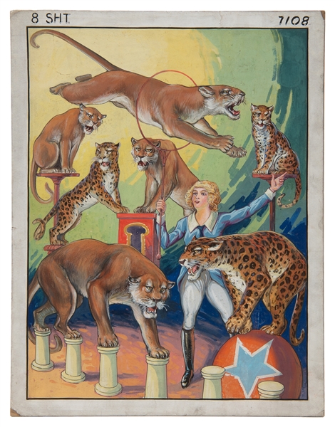  [POSTER MAQUETTE]. Lion and Leopard Act. Gouache poster maq...