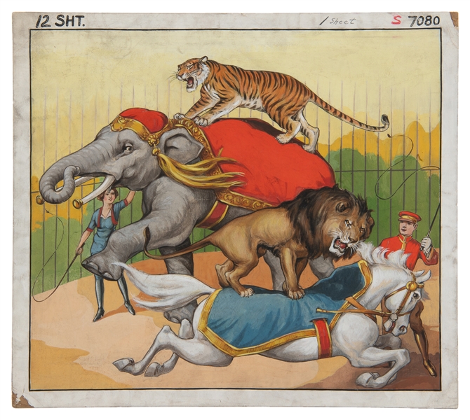  [POSTER MAQUETTE]. Circus Animal Trainers Act. Gouache post...