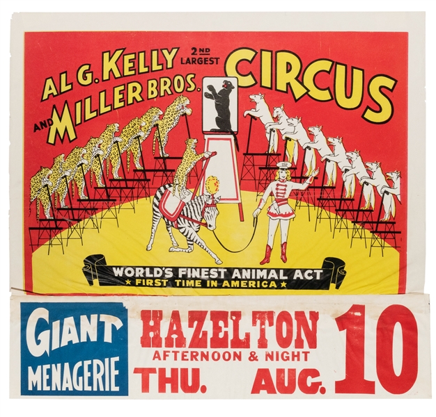  Three Al G. Kelly and Miller Bros. Circus Posters. 1930s. T...