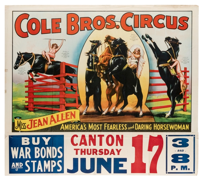  Cole Bros. Circus / Miss Jean Allen. Erie, PA: Erie Lithogr...