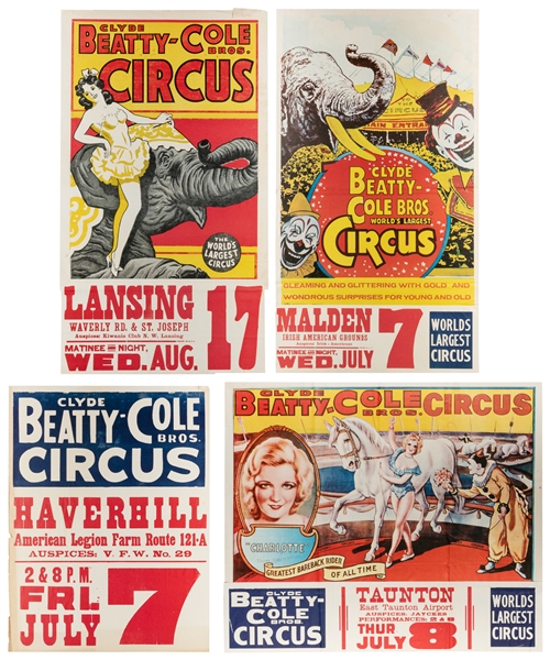  Group of 18 Clyde Beatty-Cole Bros. Circus Posters. 1950s-6...