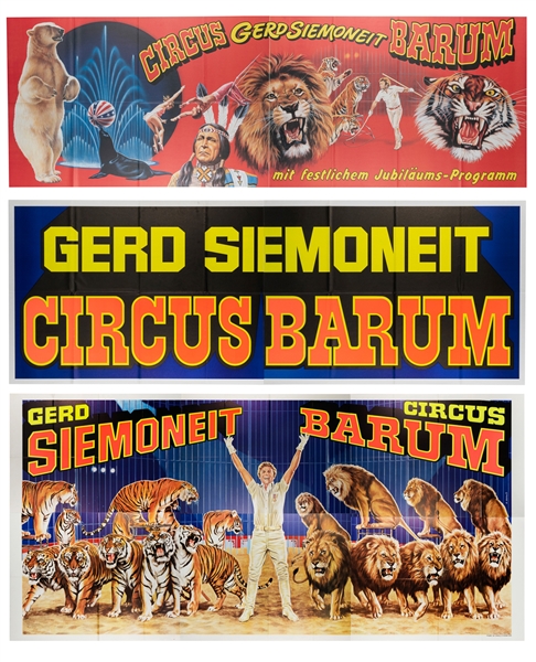  [CIRCUS GERD SIEMONEIT]. Group of three large multi-panel l...