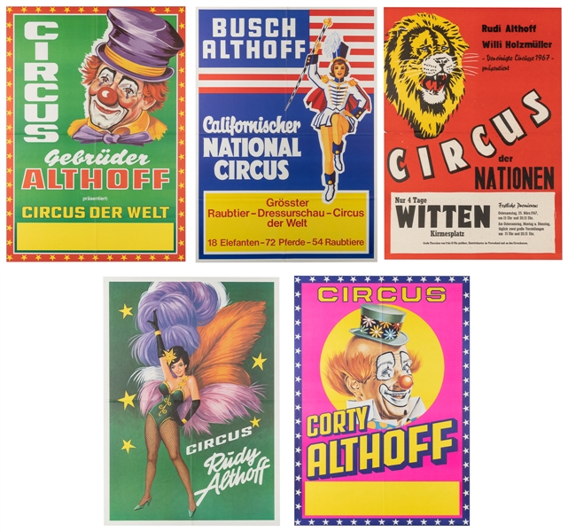  Collection of Althoff Circus Posters and Programs. Germany,...