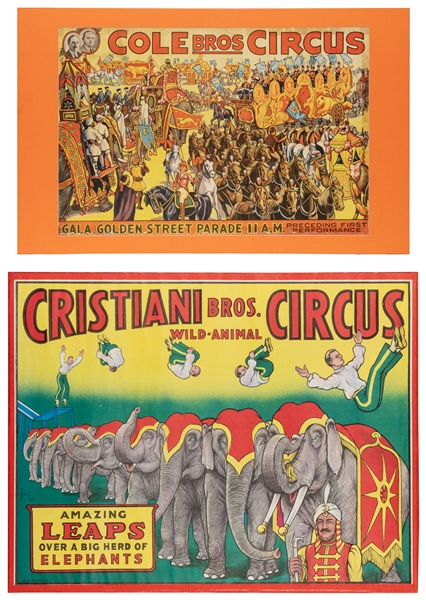  Two Circus Posters. 1930-50s. Two color lithograph posters ...