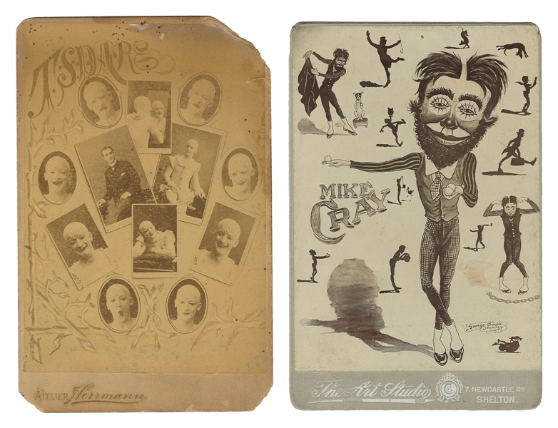  [CLOWNS]. Two Cabinet Photographs of Clowns. Europe, ca. 18...